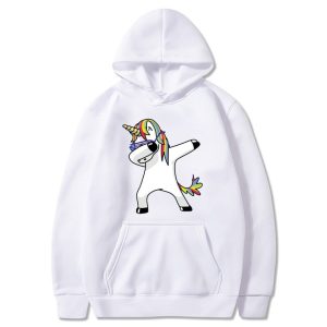 Pull licorne blanc unisexe