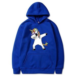 Pull licorne bleu unisexe