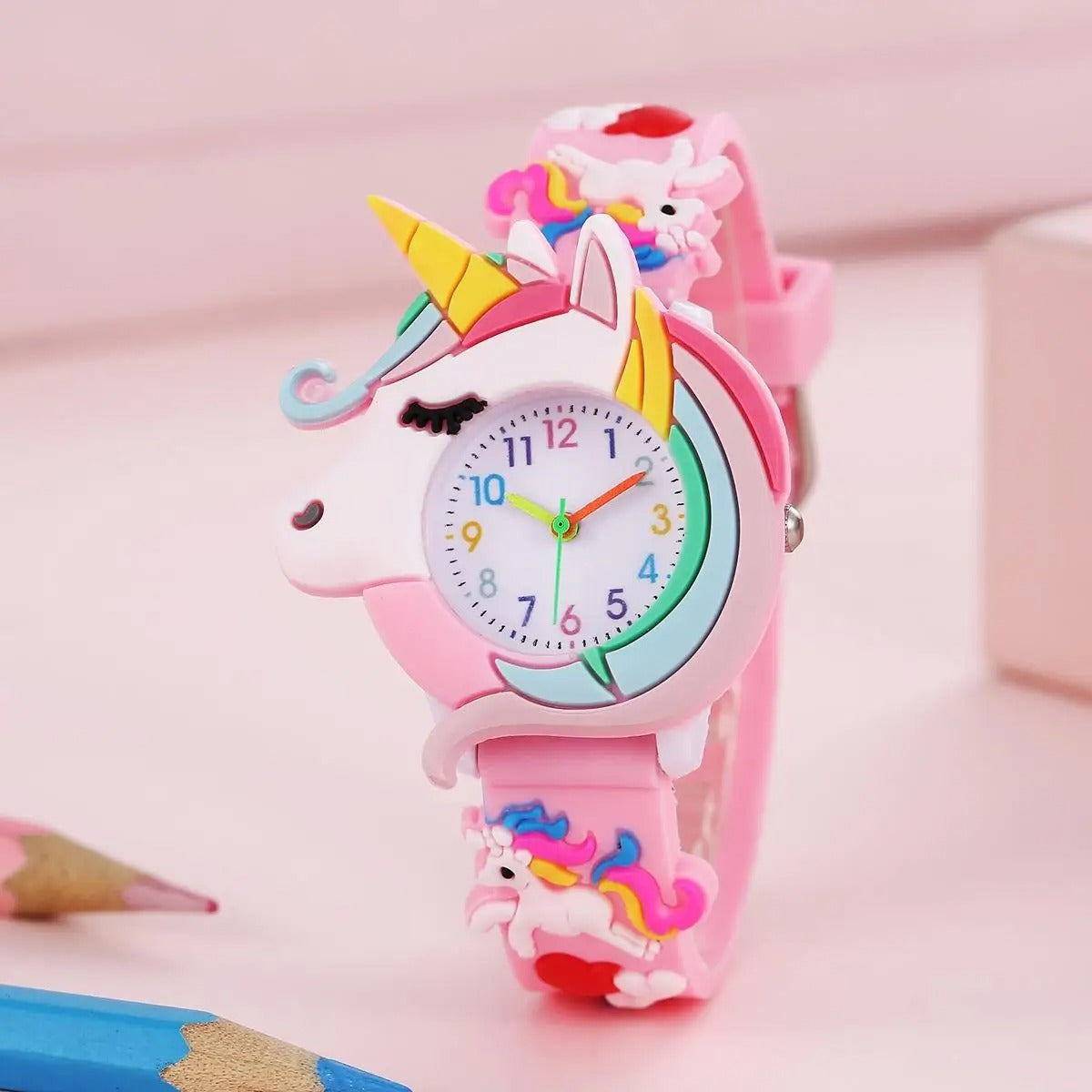 Montre licorne bracelet rose