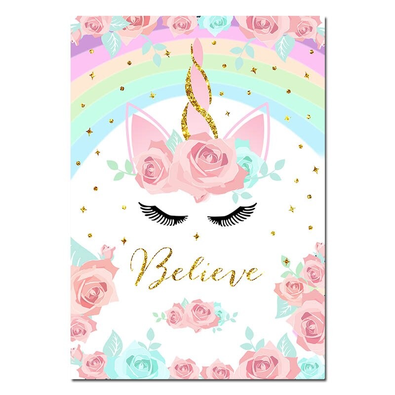 Toile licorne fleurie en chambre
