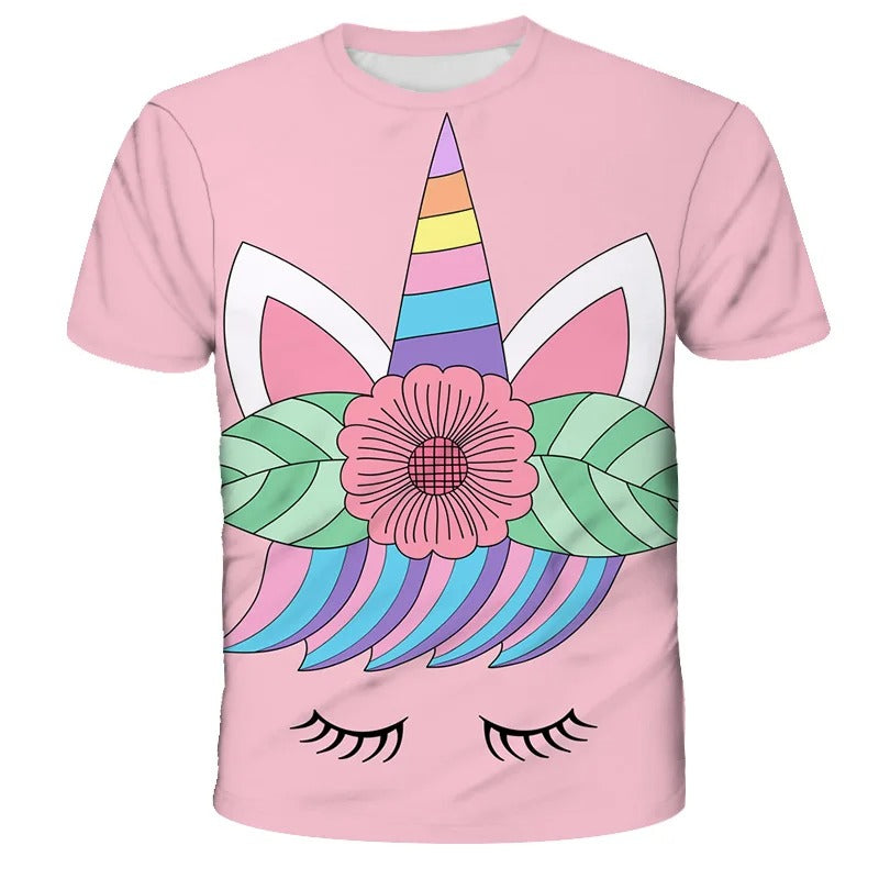T-shirt licorne rose pour enfant