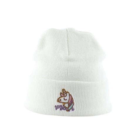 Bonnet licorne blanc hiver
