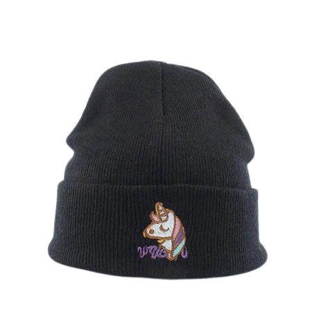 Bonnet Licorne Noir avec broderie