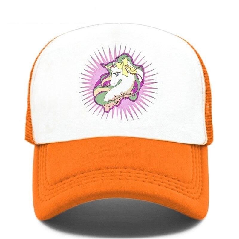 Casquette licorne orange vibrante