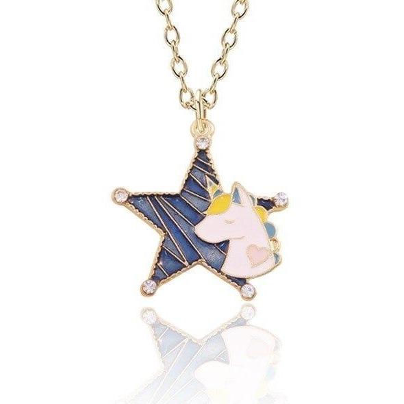 Collier Licorne Étoile Bleue élégant