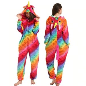 Combinaison licorne adulte multicolore
