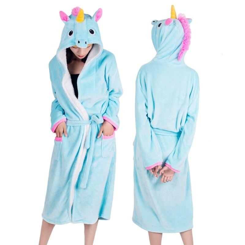 Peignoir licorne bleu en coton