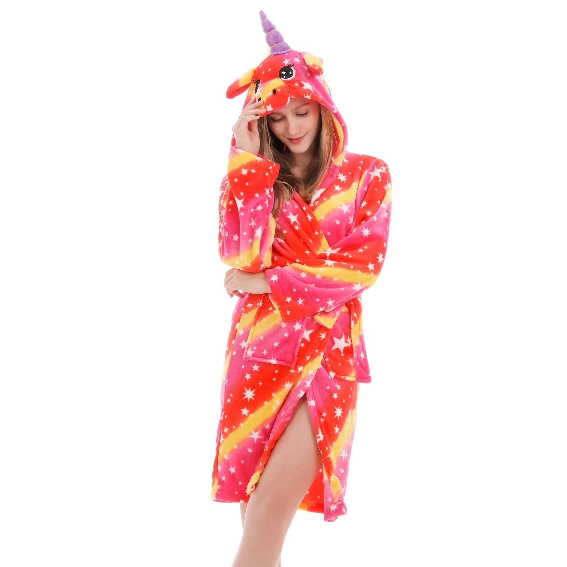Peignoir licorne rouge élégant
