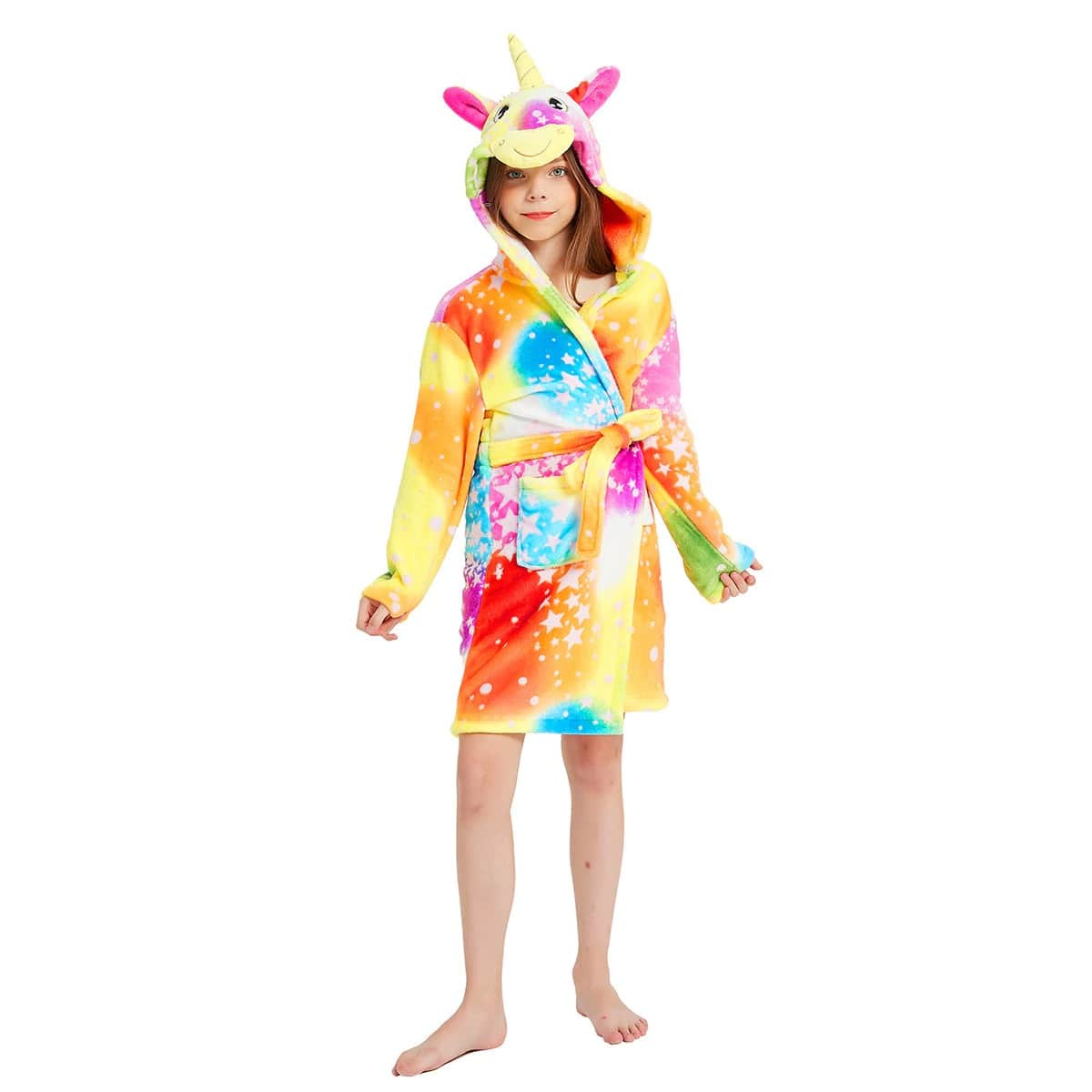 peignoir licorne jaune coton