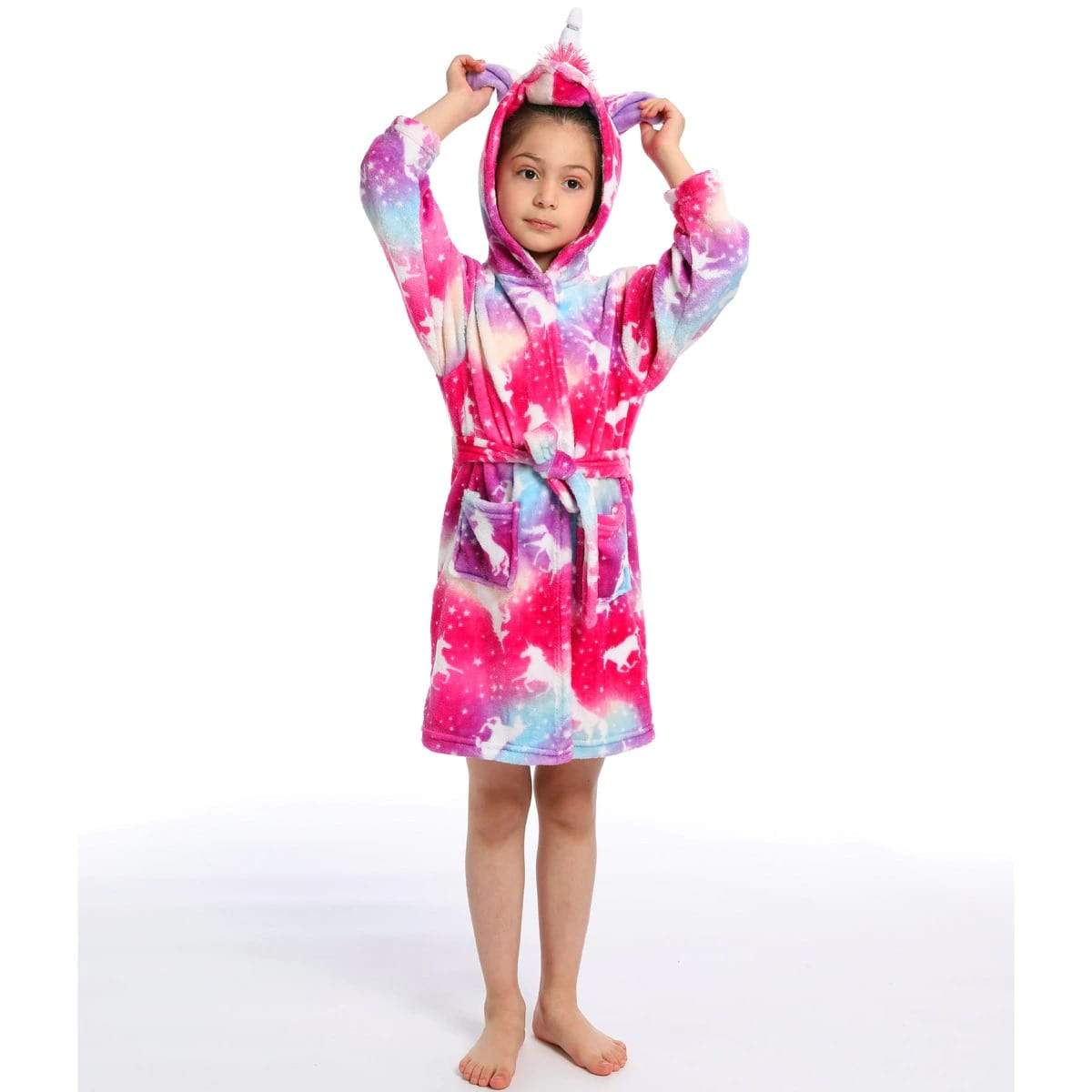 Peignoir licorne rouge pour enfant