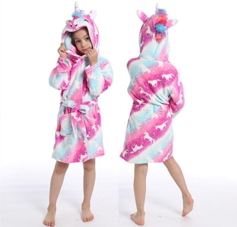 Peignoir licorne rouge enfant