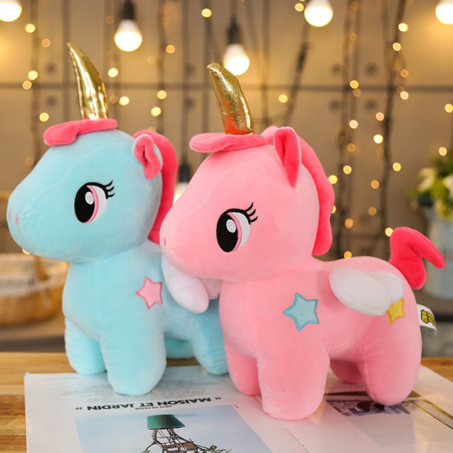 Peluche licorne bleue