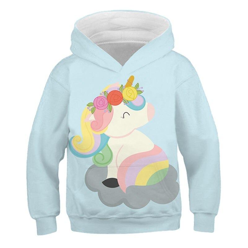 Pull Licorne Fleuri en bleu