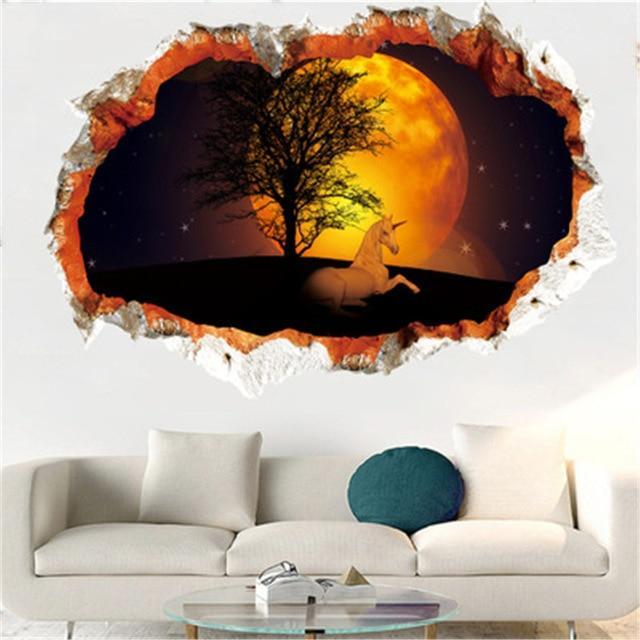 Sticker Licorne Nuit mural