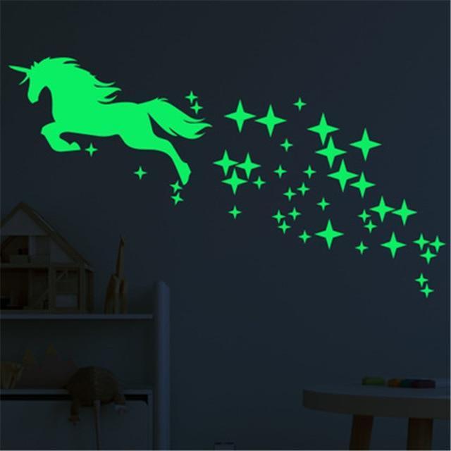 Sticker licorne mural lumineux