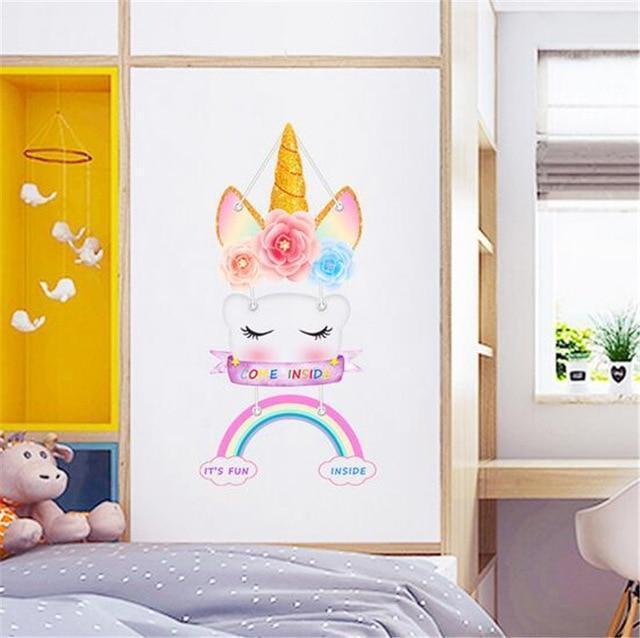 Sticker mural licorne féerique
