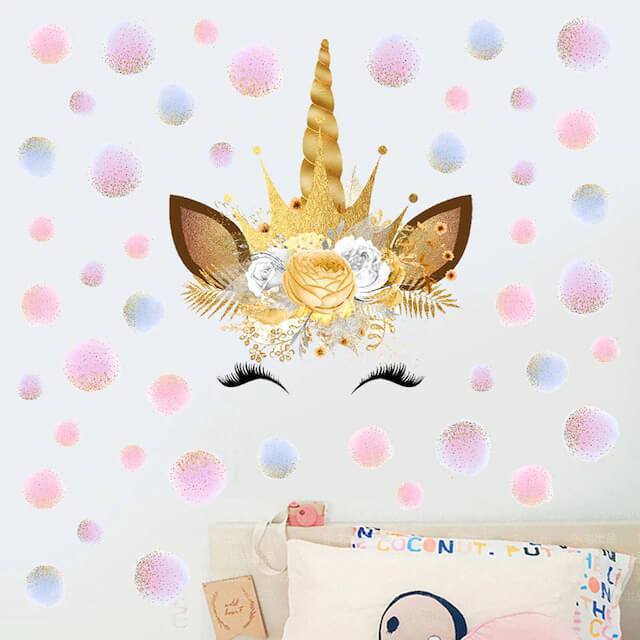 Sticker mur licorne princesse