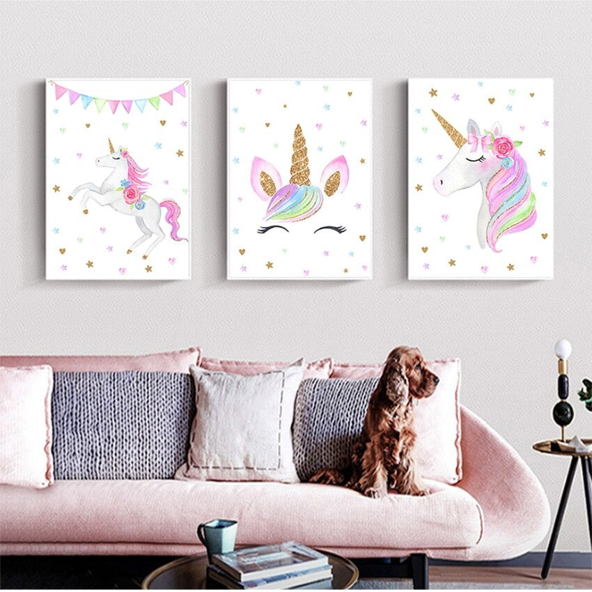 Toile licorne arc-en-ciel