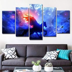 Tableau licorne sur fond céleste