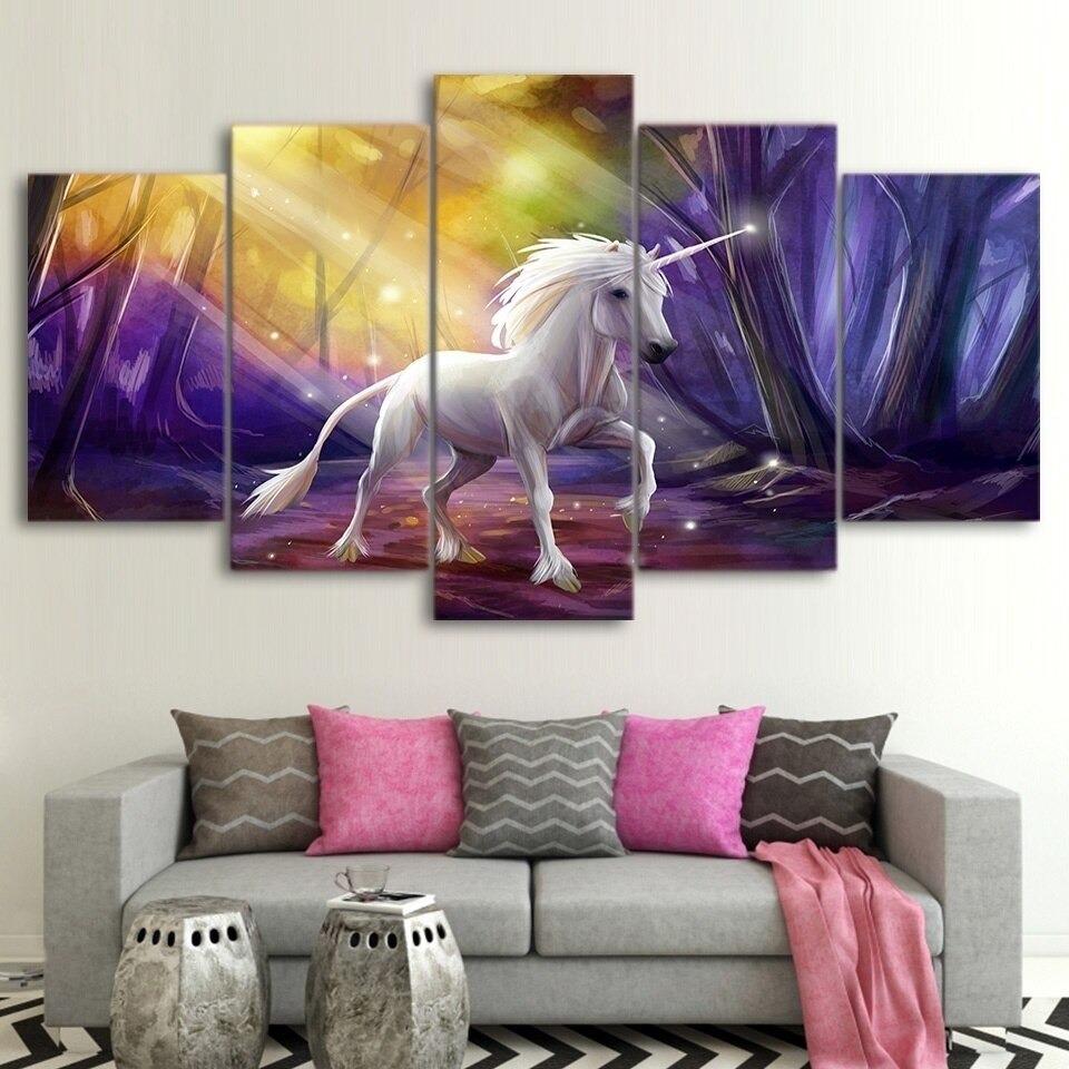 Détail tableau licorne forêt