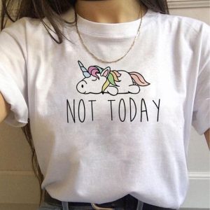 t-shirt licorne paresseux blanc