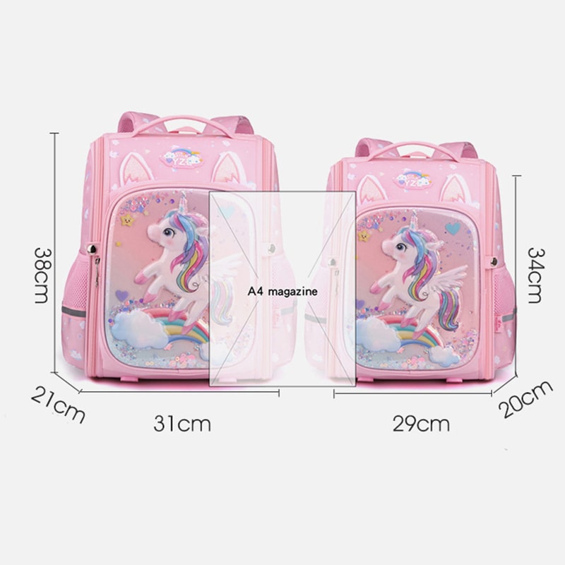 Cartable licorne porté par une fille