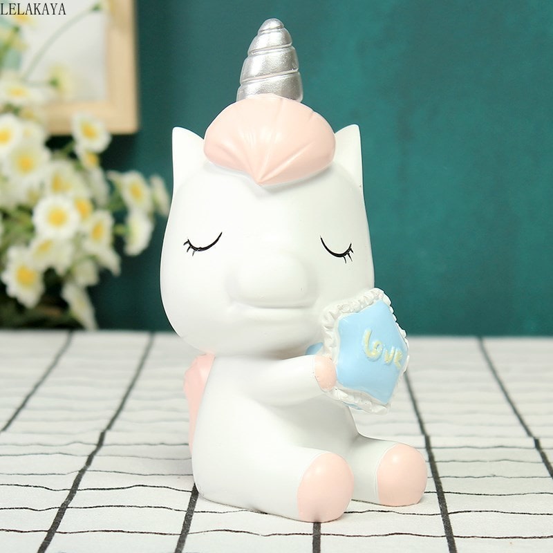 Tirelire licorne rose