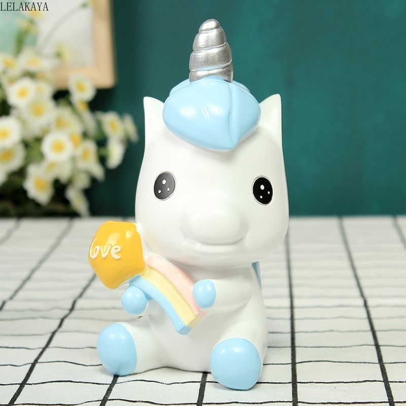 Tirelire licorne bleu mignon