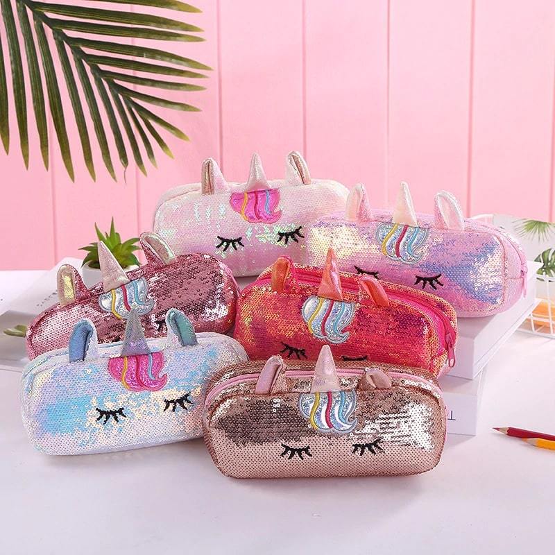 Trousse paillettes rose