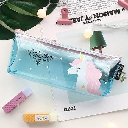 Trousse licorne bleue vue de face
