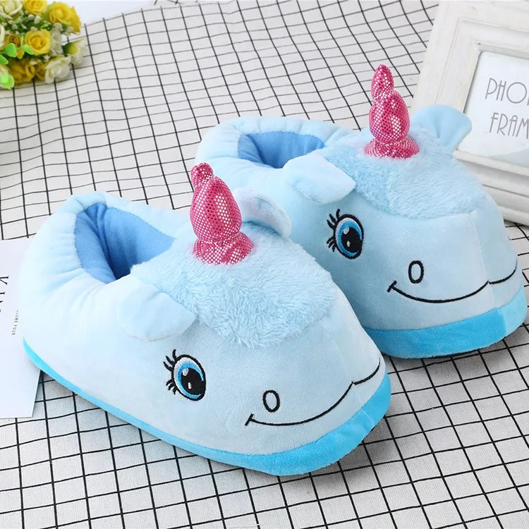 Chaussons Ma Licorne sur fond bleu