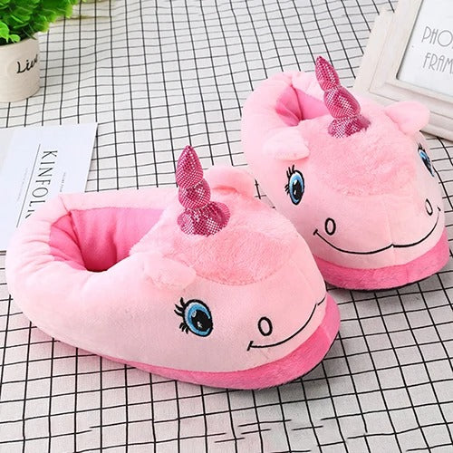Chaussons licorne en peluche