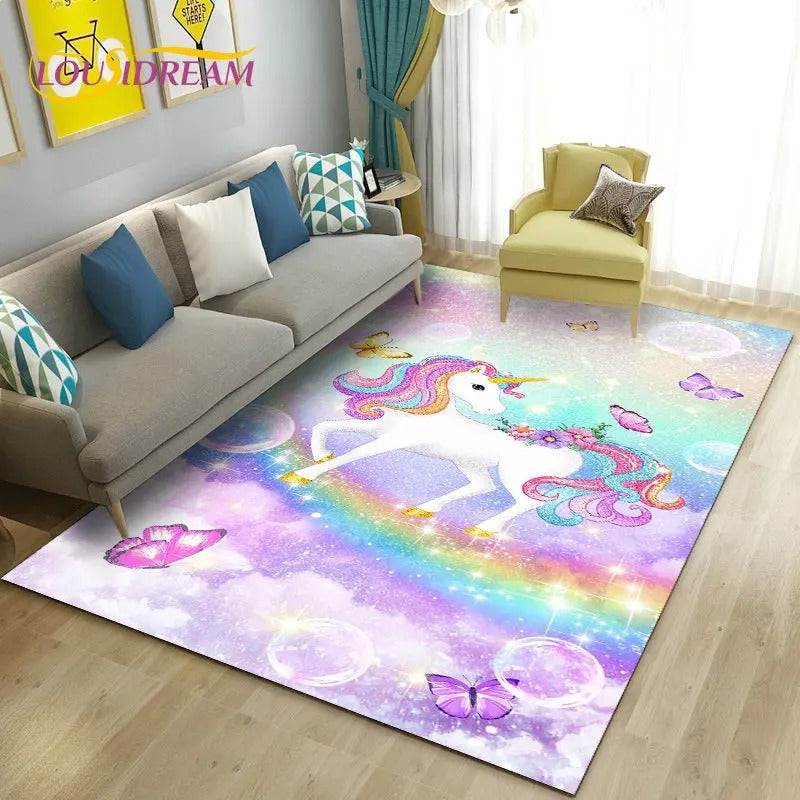 Tapis multicolore en velours licorne