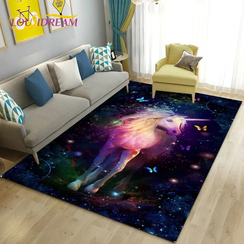 tapis velours portrait licorne