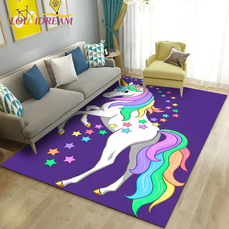 tapis licorne multicolore