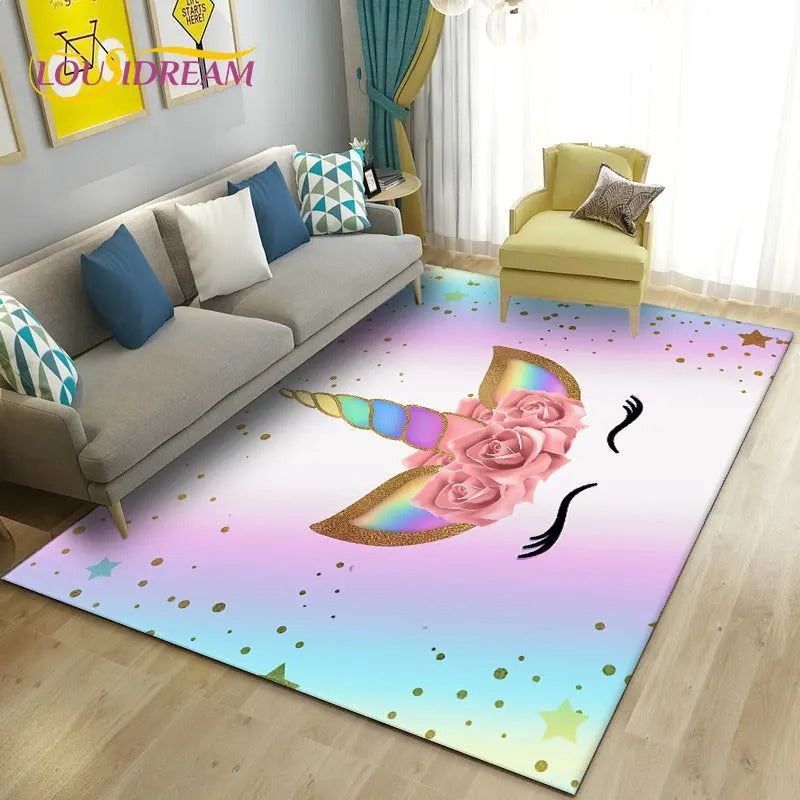 Enchanteur tapis licorne multicolore