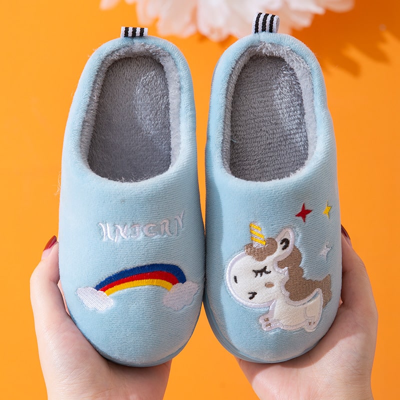 Chaussons licorne enfant bleu