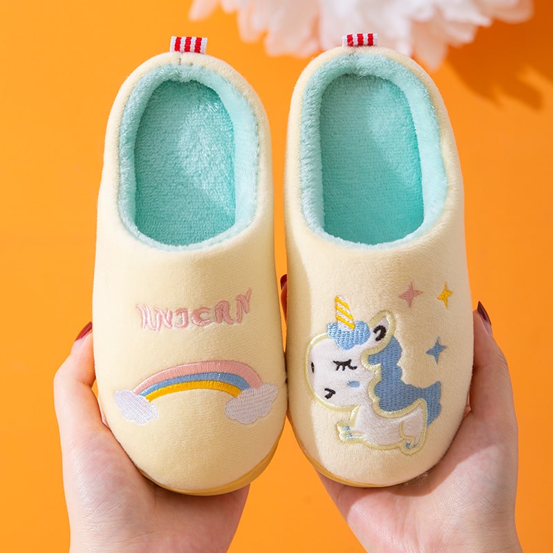 Chaussons licorne jaunes fille